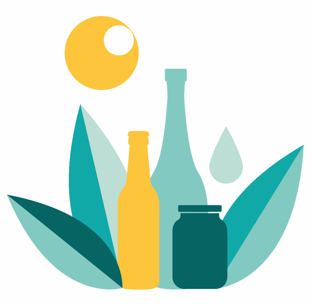 logo de l'édition 2026 feuilles, bouteille et pot